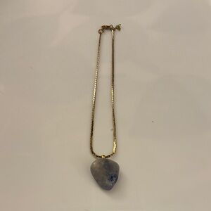 Gold Necklace with Blue Stone Pendant